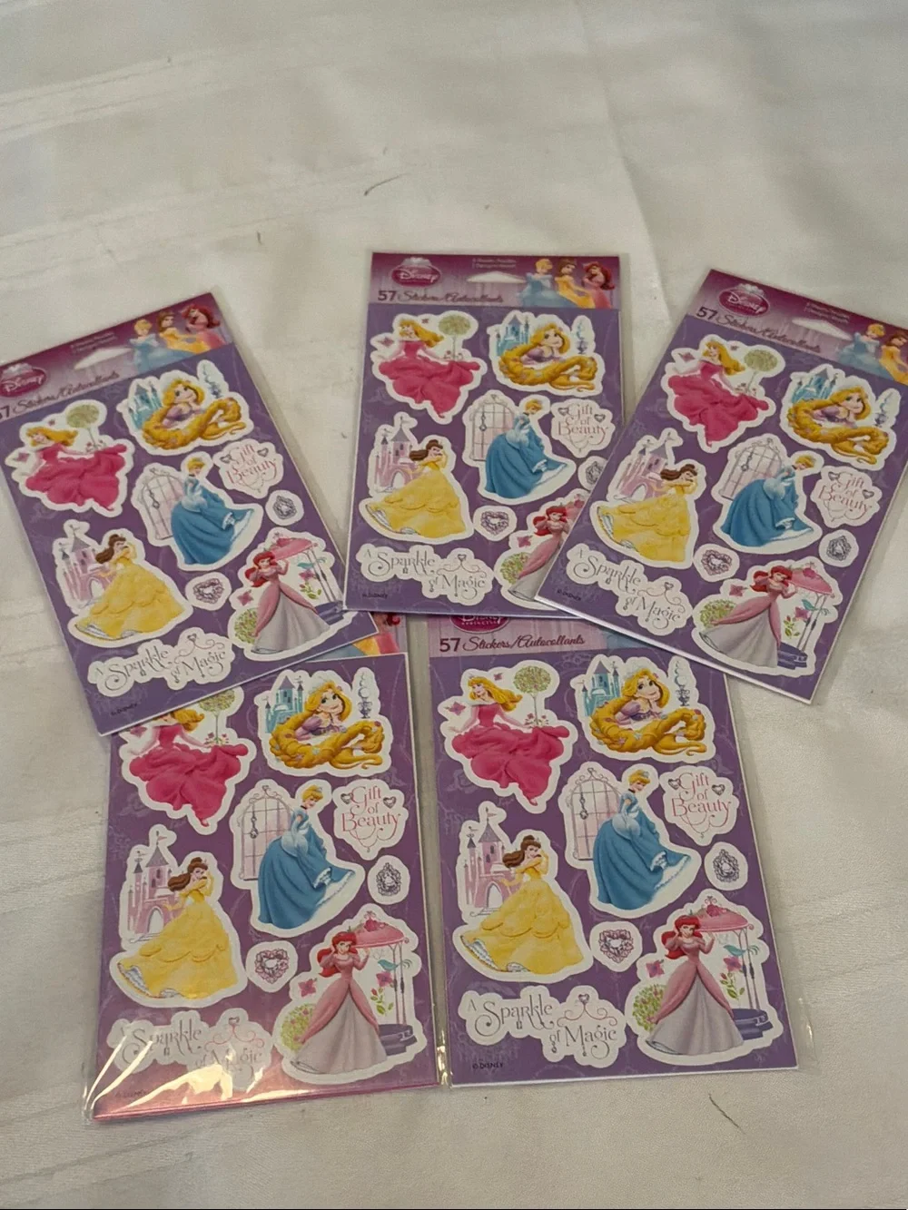 Princess Sticker Sheets - Pink, Purple, Yellow & Blue 5 packs/6sheets 57 sticker